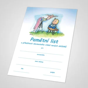 Pamětní list k vítání občánků 1