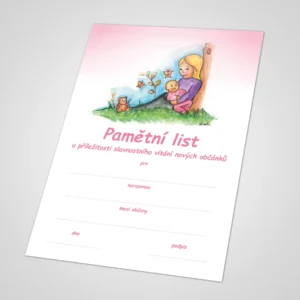 Pamětní list k vítání občánků 2