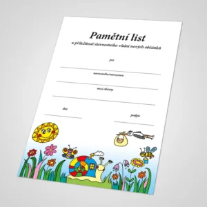 Pamětní list k vítání občánků 5