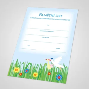 Pamětní list k vítání občánků 9