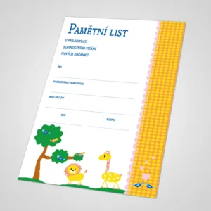 Pamětní list k vítání občánků 11