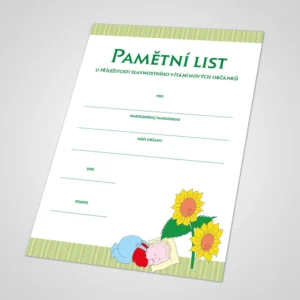 Pamětní list k vítání občánků 12