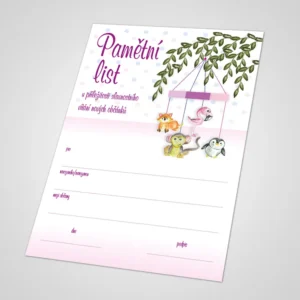 Pamětní list k vítání občánků 14