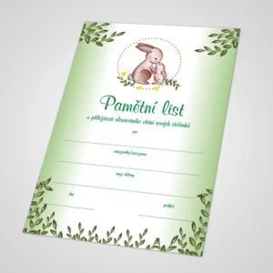 Pamětní list k vítání občánků 15