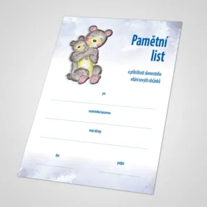 Pamětní list k vítání občánků 20