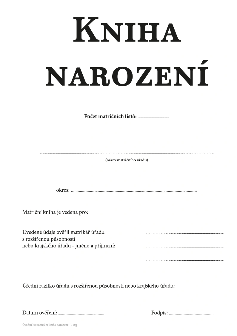 Kniha narození (250 listů) - Obrázek 2